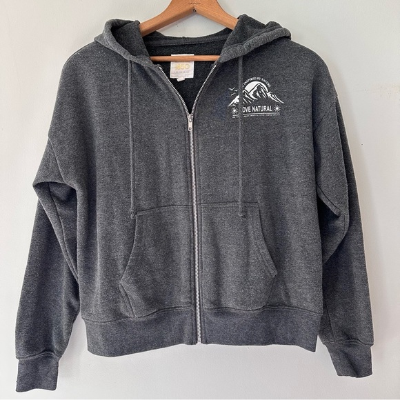 Women’s Gray Graphic Mountain Outdoor Zip Up Hoodie Size Small - Picture 1 of 10